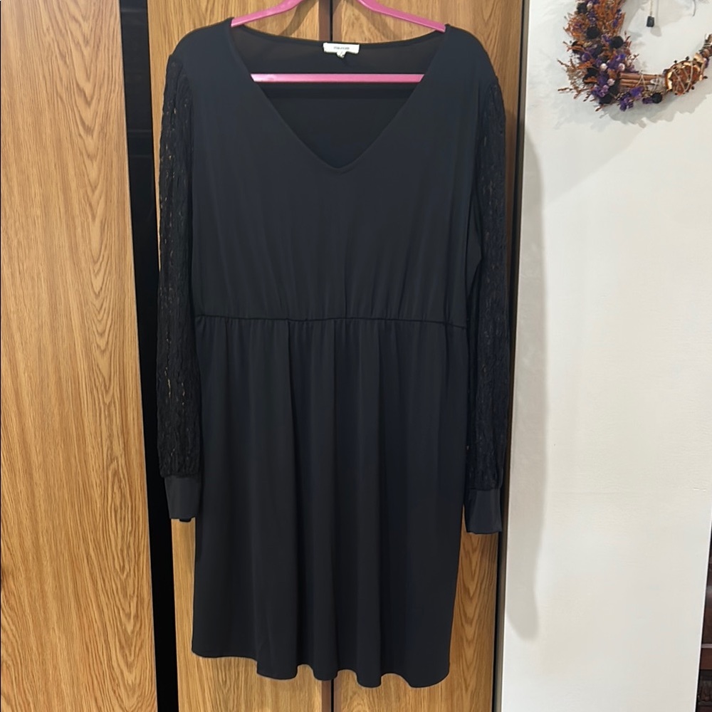 Maurices Black Long Sleeve V-Neck Sundress